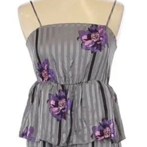 Urban Outfitters Kimchi Blue Dress XS Silk Peplum Floral Gray- SO pretty